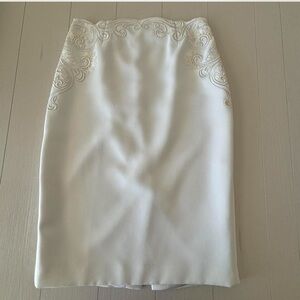 Ted Baker White Embroidered Midi Skirt